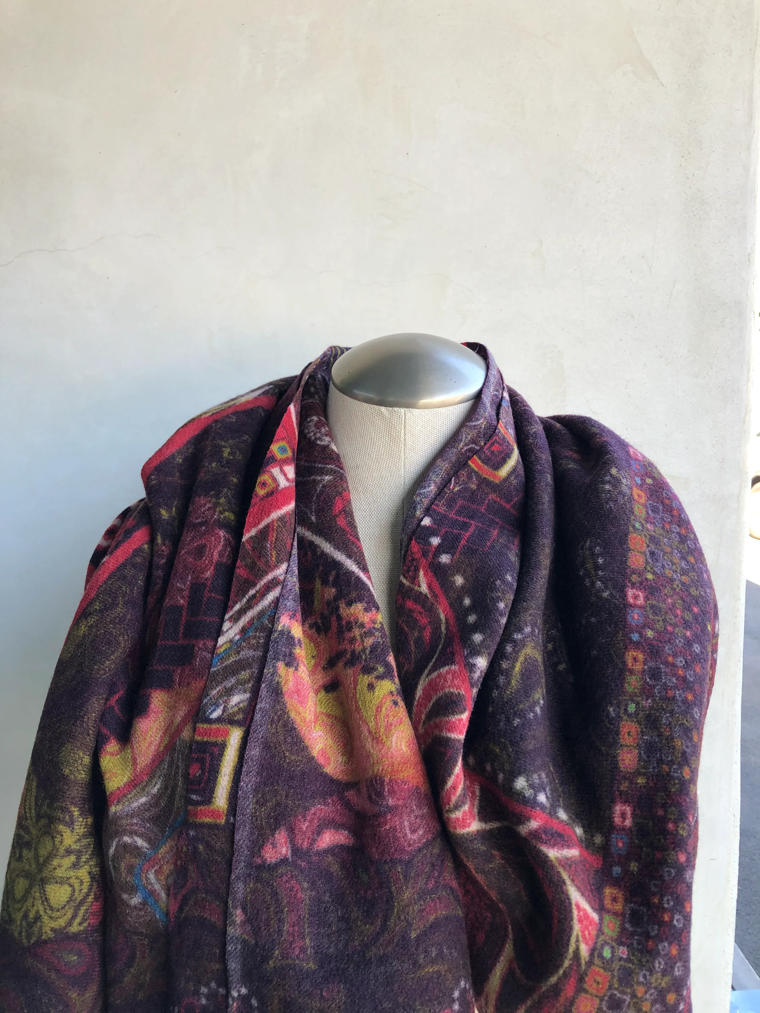 Merino  Geometric print Scarf