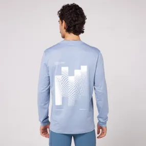 Micromesh™ "Geometry" Long Sleeve Tee - Unisex, Smokey Blue