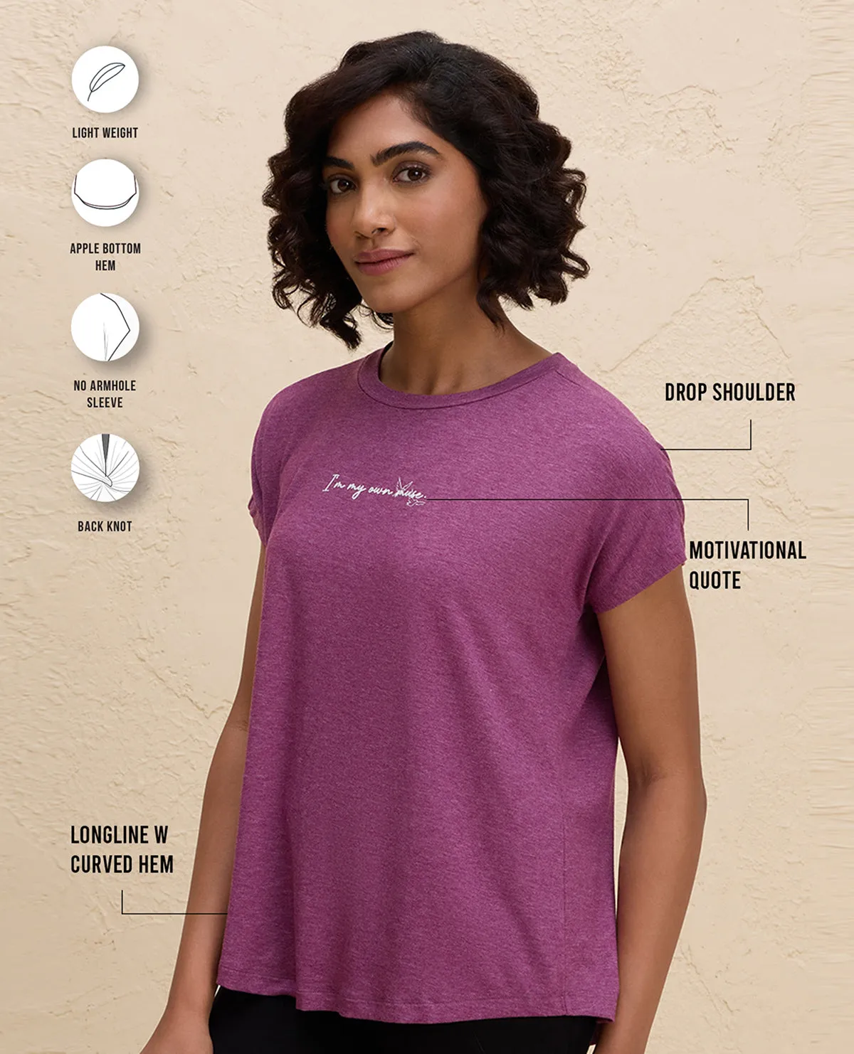 Nykd By Nykaa Super Stylish Back Knot Tee-NYAT279-Wine