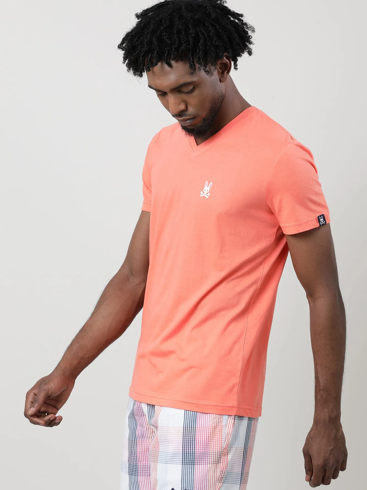 Orange Regular Fit  Super Soft V neck T shirt