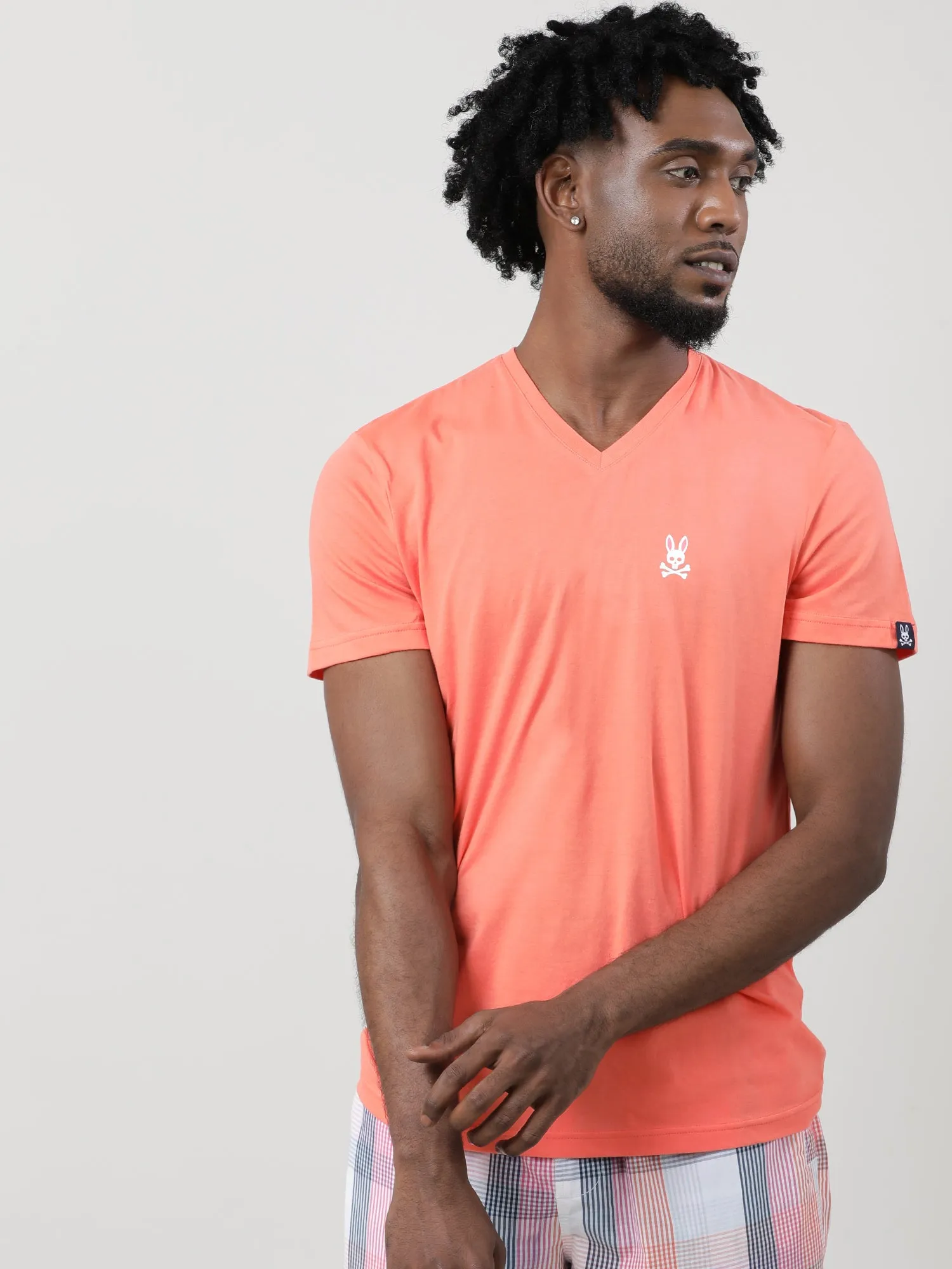 Orange Regular Fit  Super Soft V neck T shirt