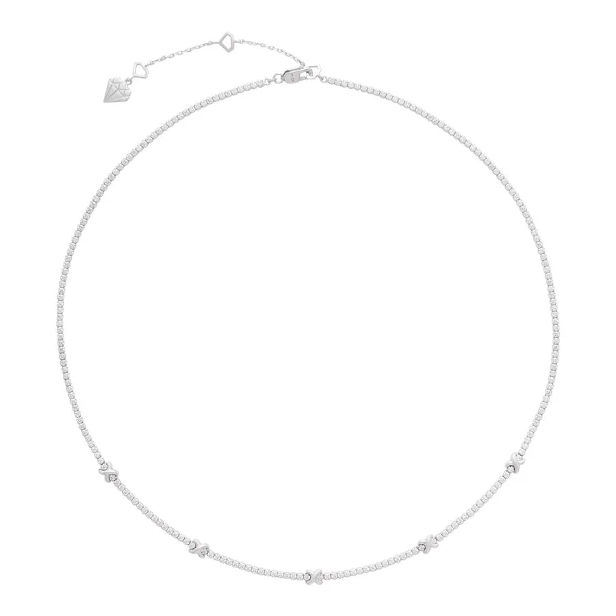 Pave 925 Sterling Silver Petite Tennis Necklace