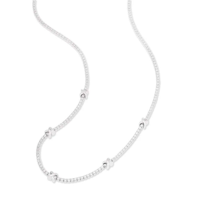 Pave 925 Sterling Silver Petite Tennis Necklace