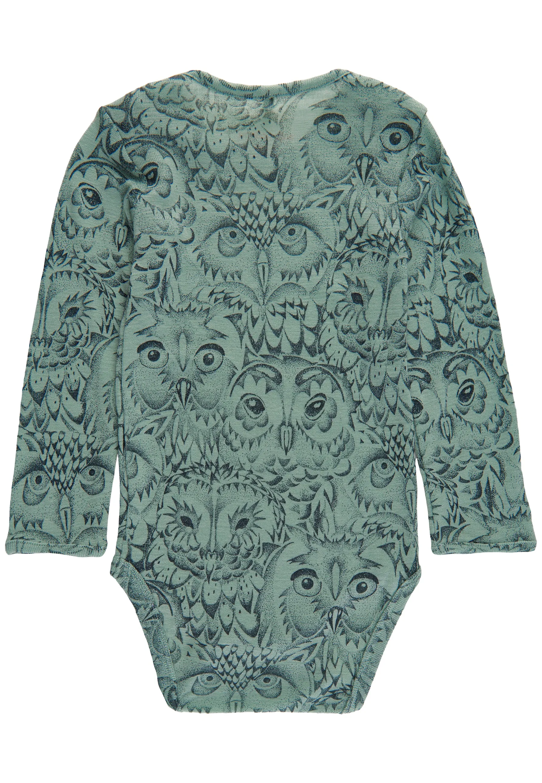 SGBBob Baby Owl Wool Bodysuit - Iceberg Green