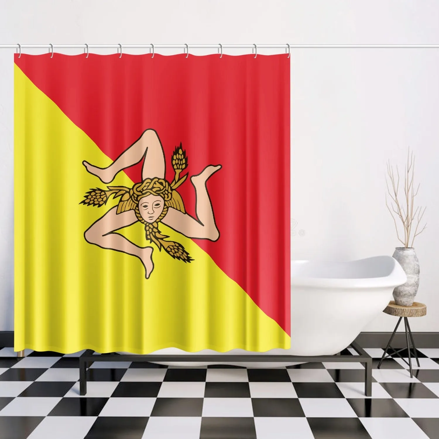 Sicilian Flag Quick-drying Shower Curtain