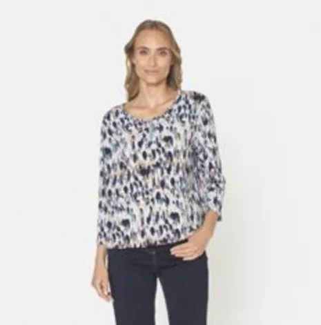 Signature abstract print top with zip