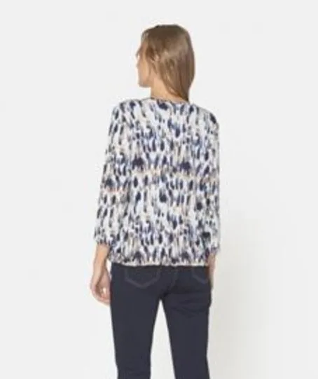 Signature abstract print top with zip