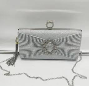 Silver 1920's inspired ring Clutch bag