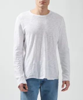 Slub Jersey Long Sleeve Destroyed Wash Tee - White