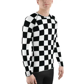 Stylish Defense: Men's Checkered Long Sleeve BJJ Rash Guard