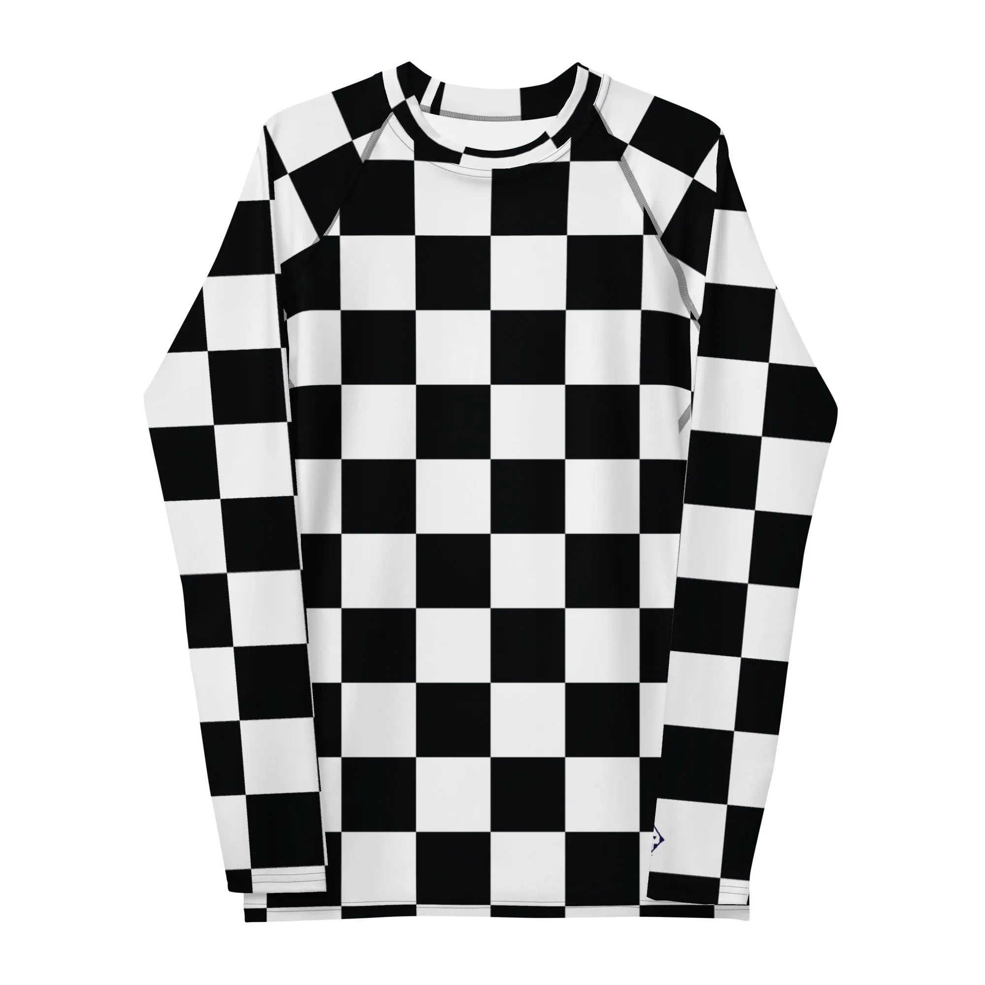 Stylish Defense: Men's Checkered Long Sleeve BJJ Rash Guard