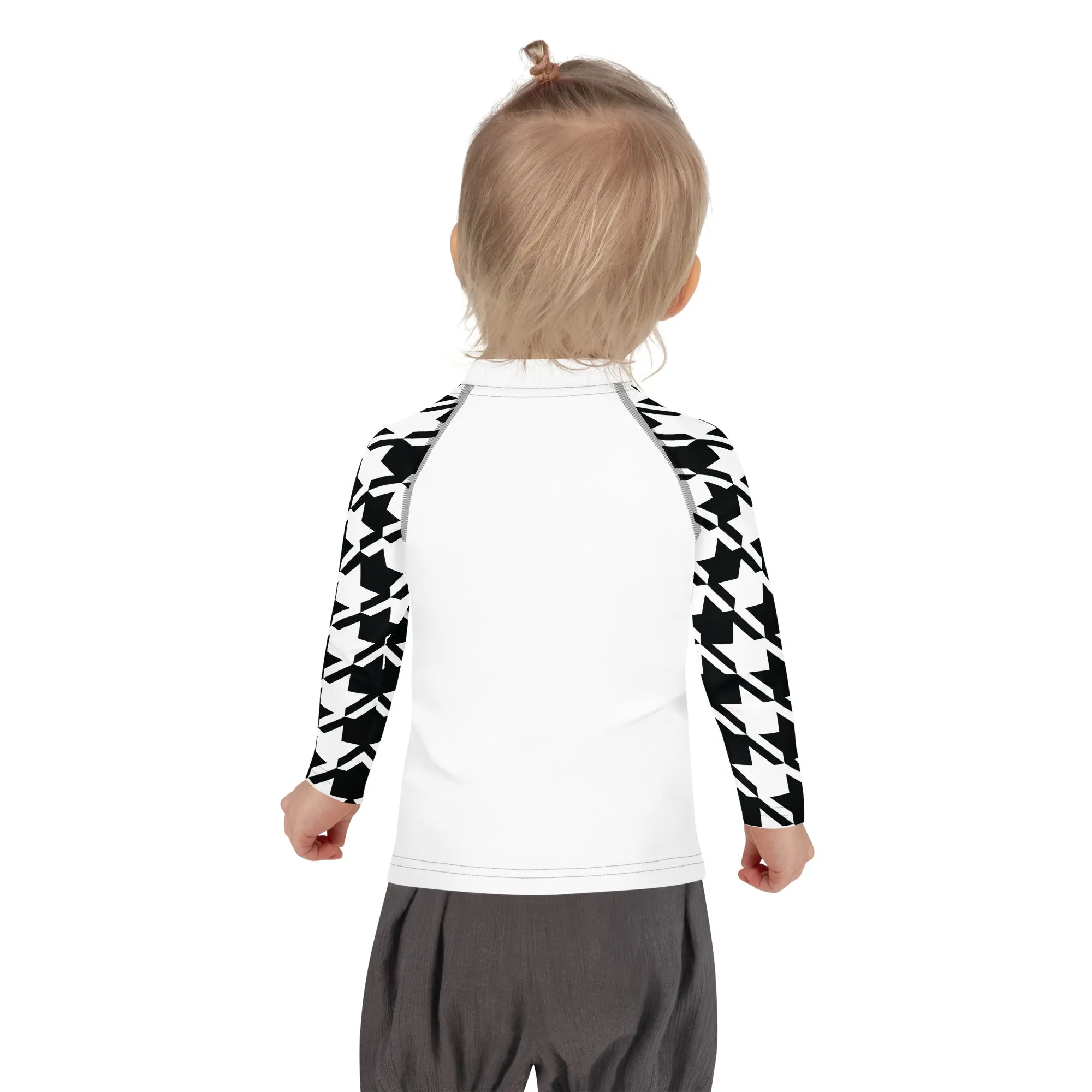 Stylish Protection: Girl's Houndstooth Long Sleeve BJJ Rash Guard