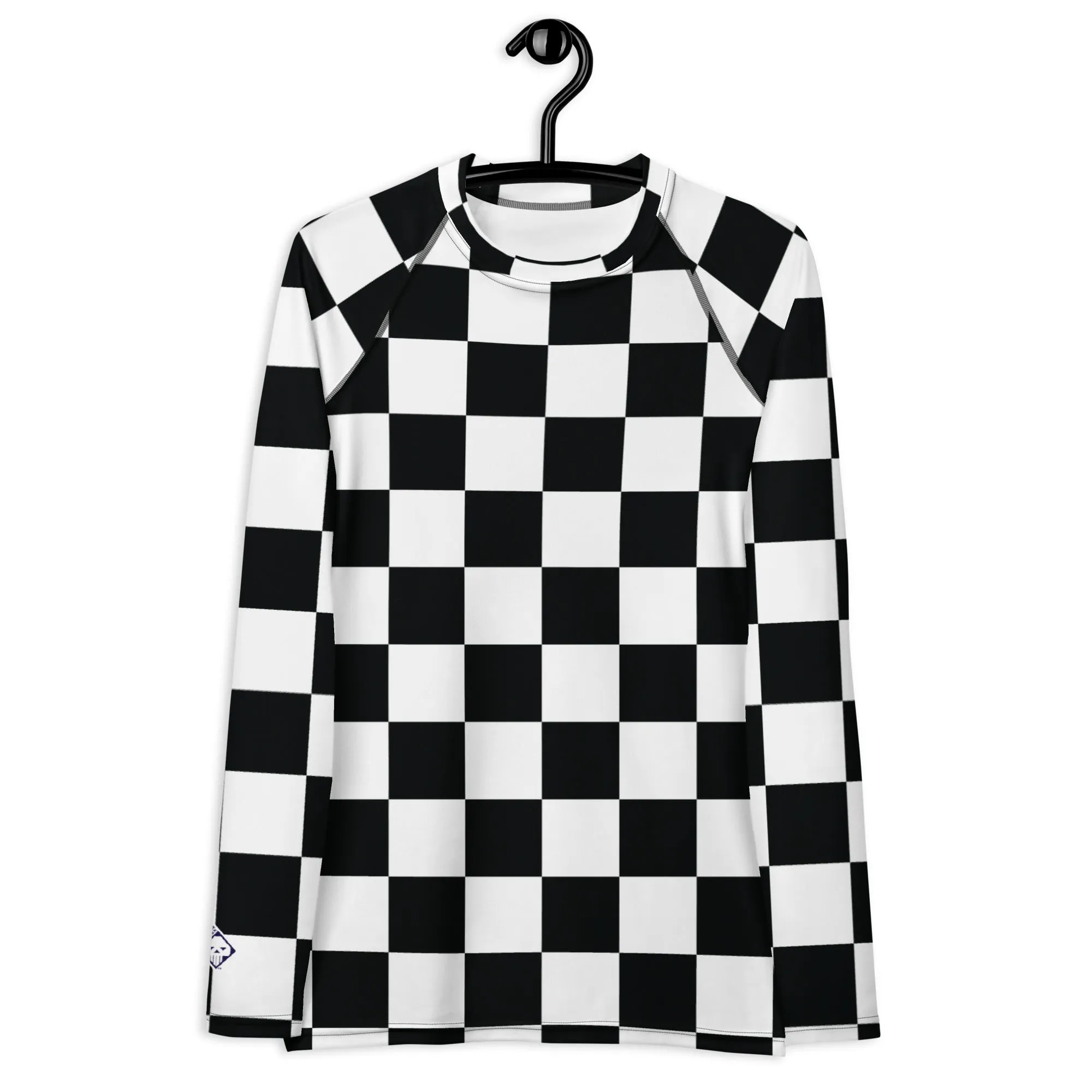 Stylish Protection: Women's Checkered Long Sleeve BJJ Rash Guard