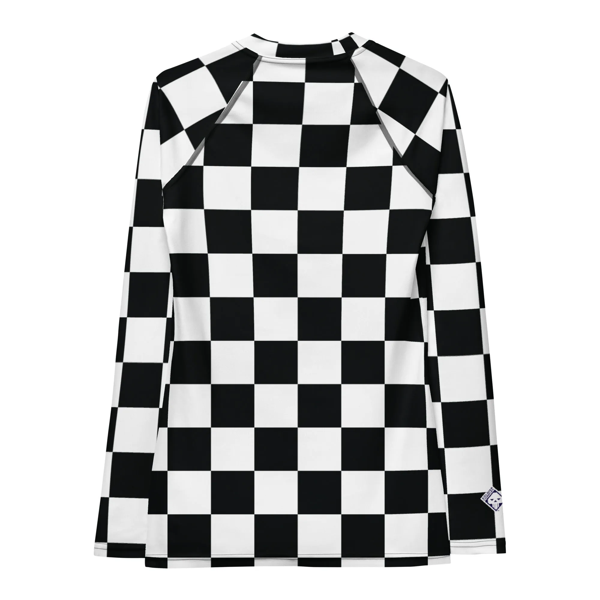 Stylish Protection: Women's Checkered Long Sleeve BJJ Rash Guard