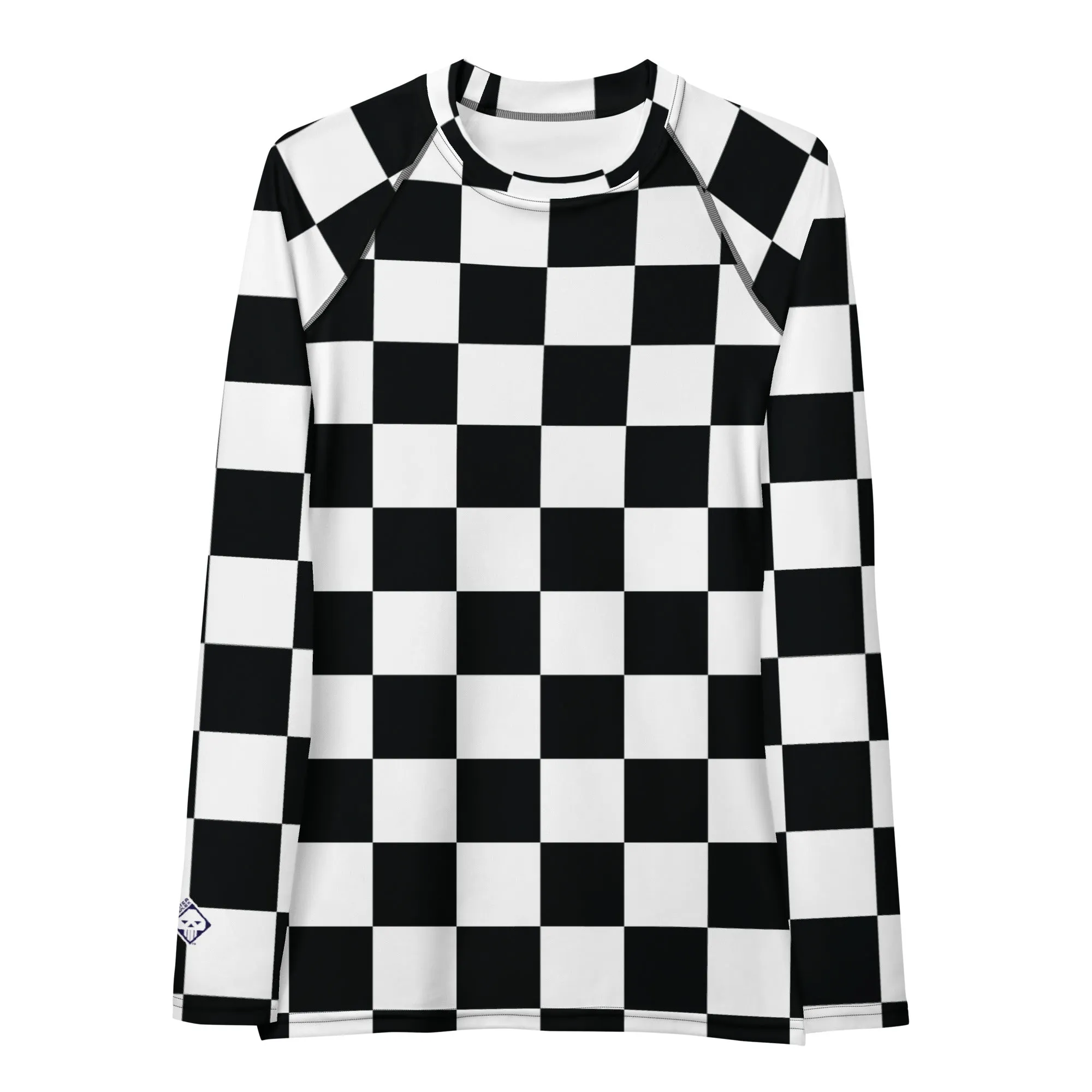 Stylish Protection: Women's Checkered Long Sleeve BJJ Rash Guard