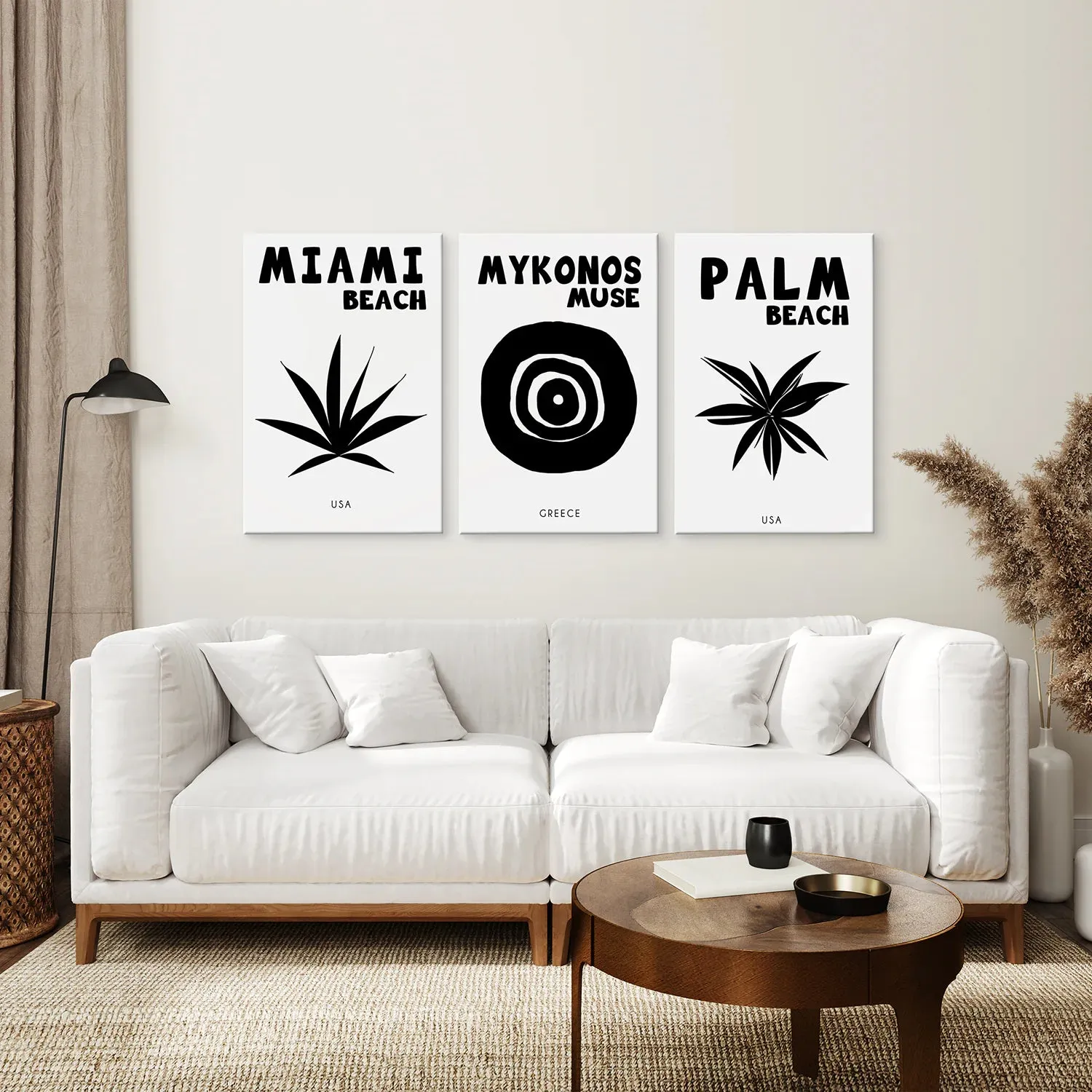 Trendy Black and White Travel Art Decor Set