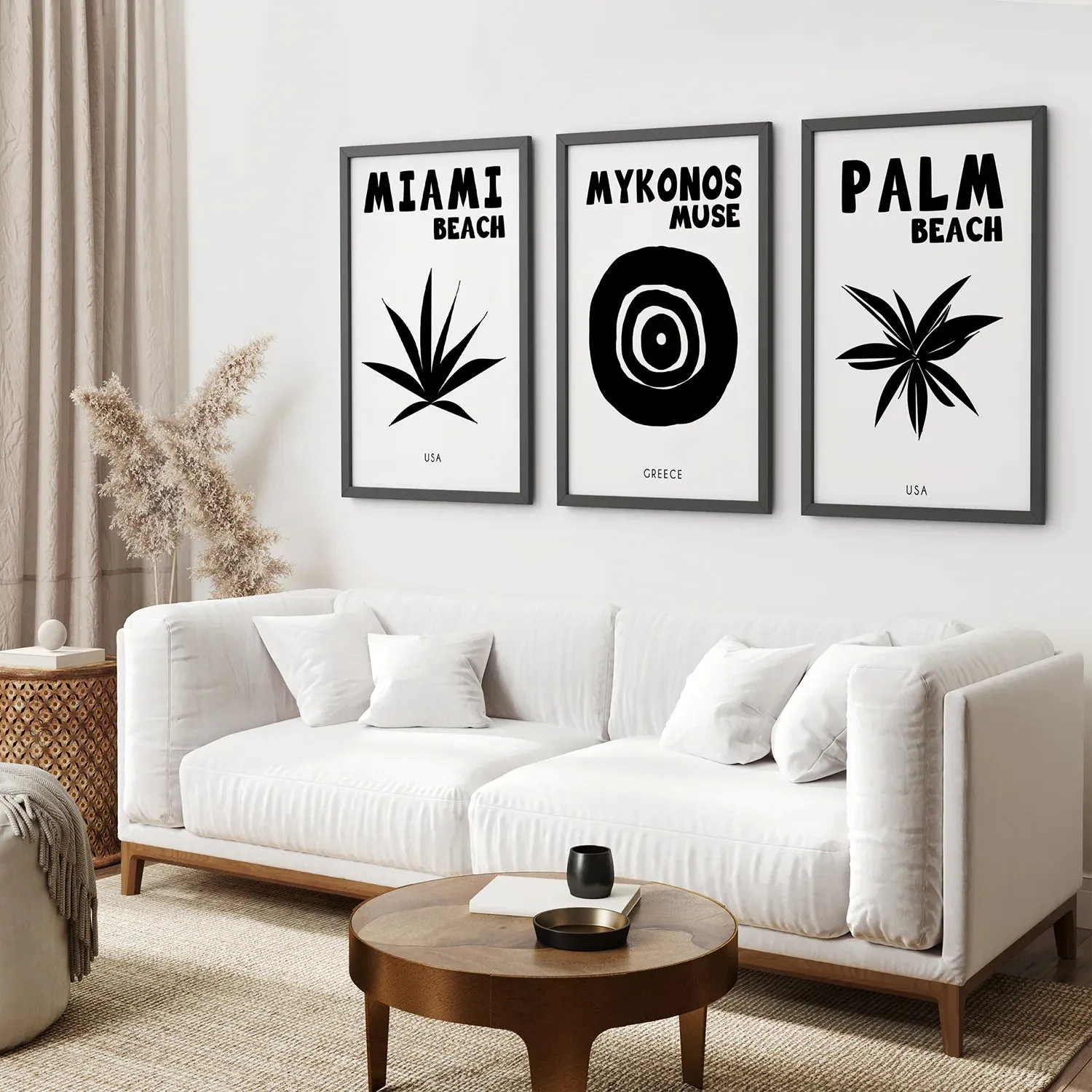 Trendy Black and White Travel Art Decor Set