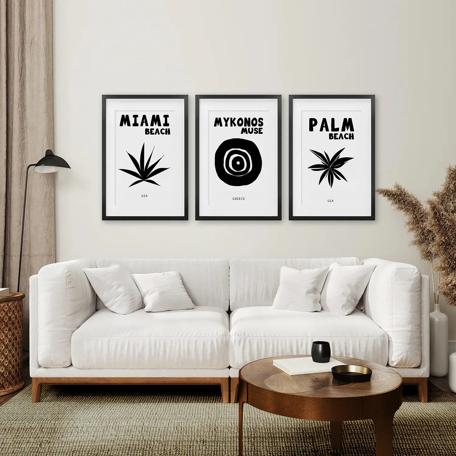 Trendy Black and White Travel Art Decor Set