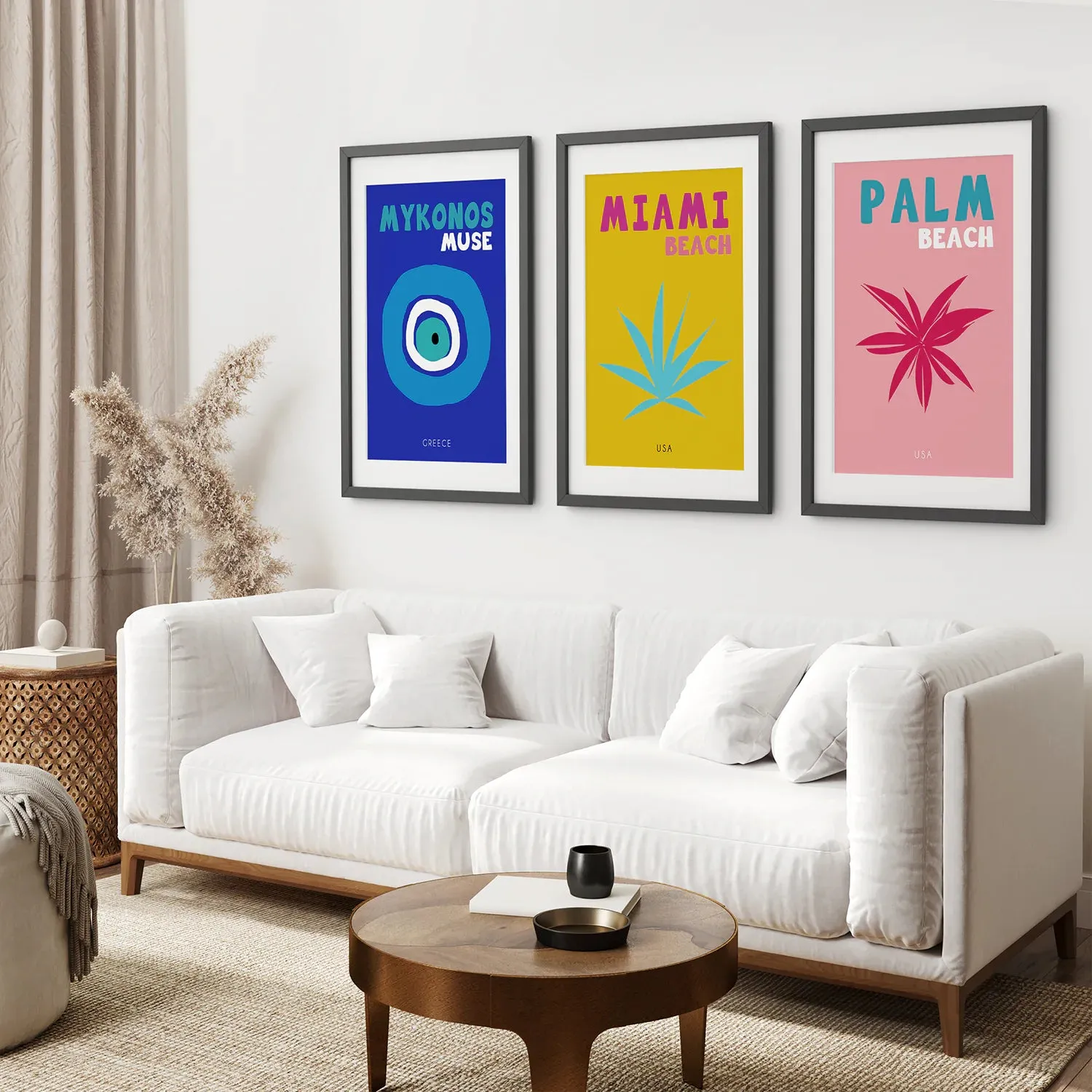 Trendy Maximalist Room Decor Set of 3 Prints. Travel Theme