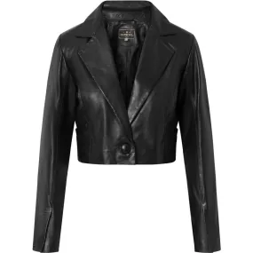 Trendy Nanah short/ cropped leather blazer / 50962 - Black (Nero)