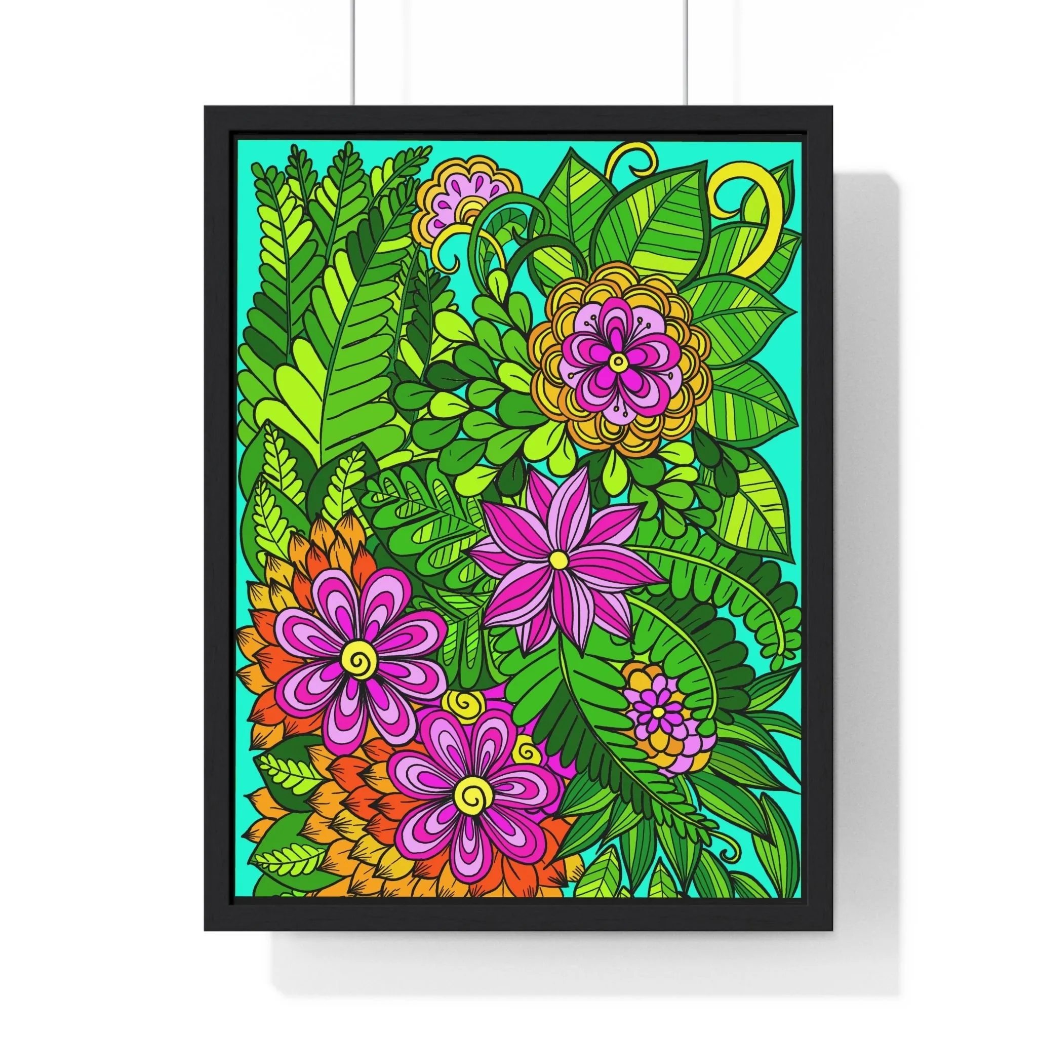 Vertical Framed Mandala Design Handmade Art Poster