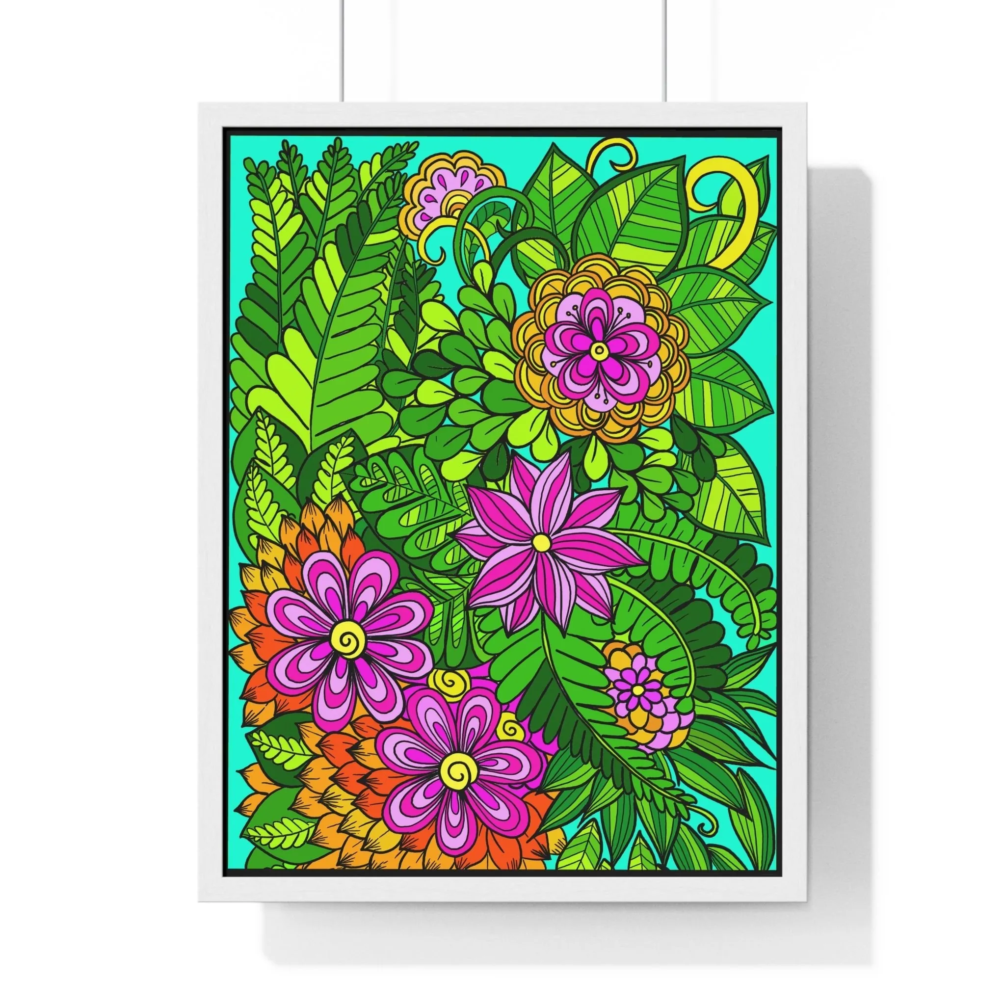 Vertical Framed Mandala Design Handmade Art Poster