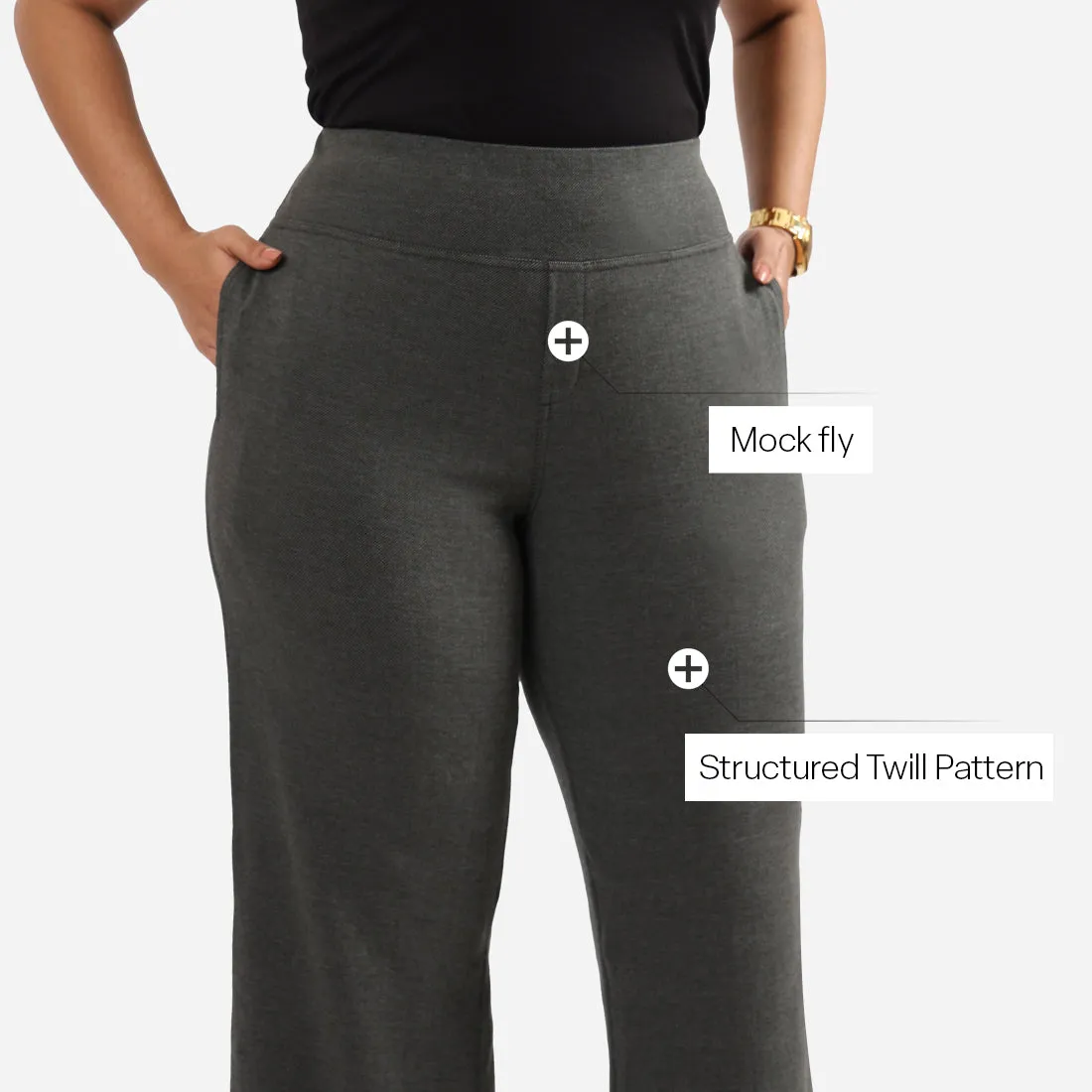 Work-To-Wine Twill Wide Leg Flare Pants