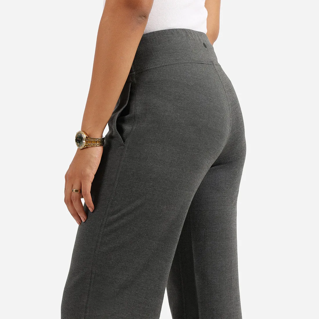 Work-To-Wine Twill Wide Leg Flare Pants