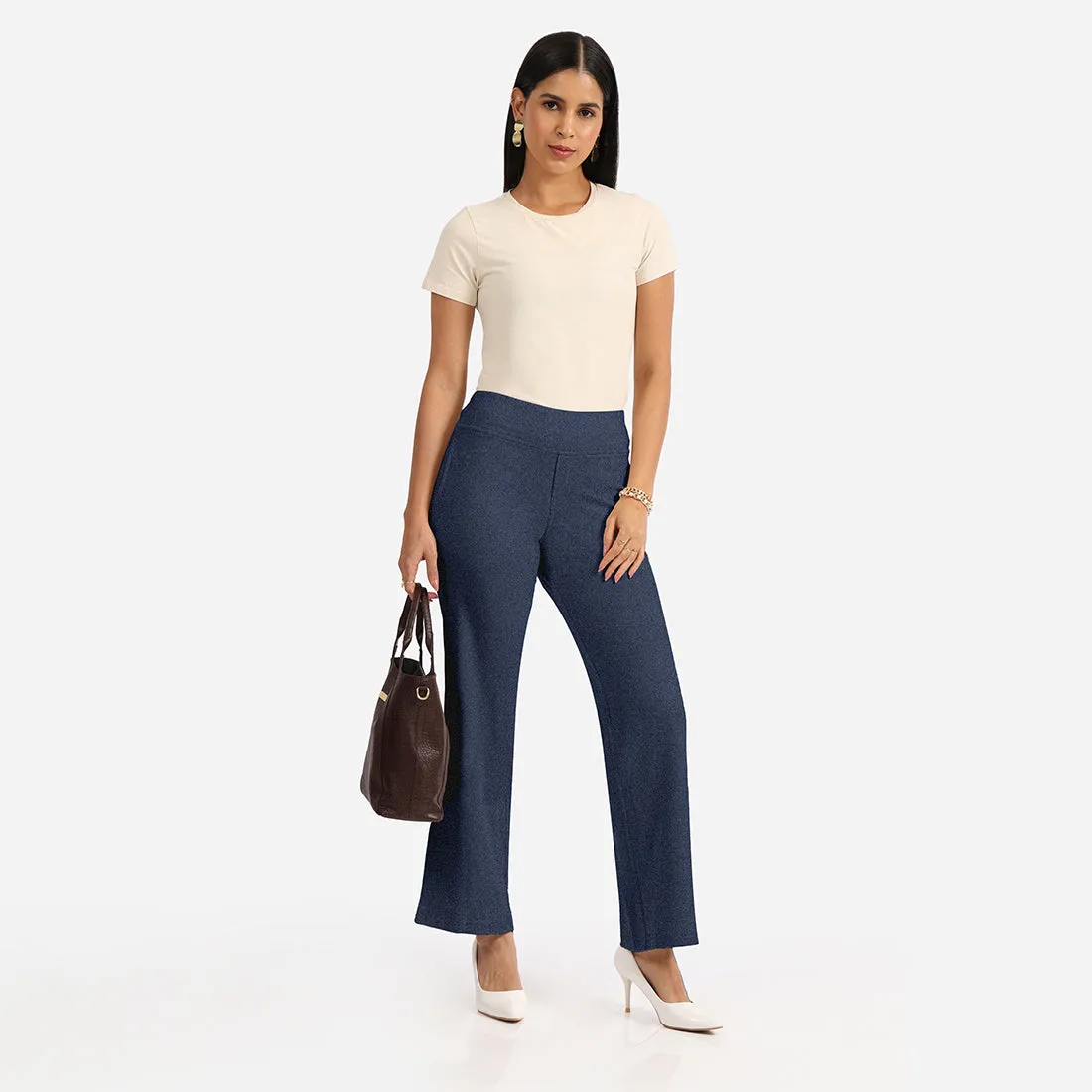 Work-To-Wine Twill Wide Leg Flare Pants