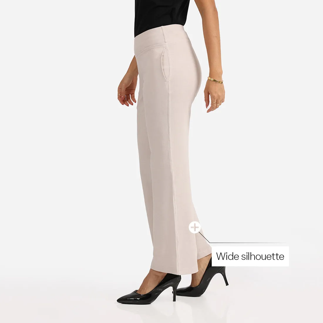 Work-To-Wine Twill Wide Leg Flare Pants