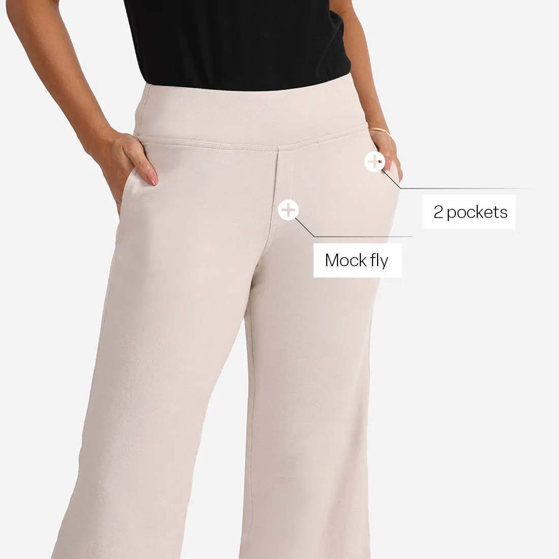 Work-To-Wine Twill Wide Leg Flare Pants