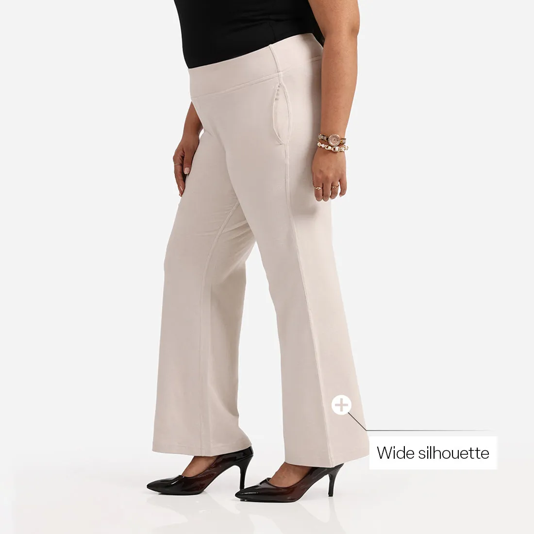 Work-To-Wine Twill Wide Leg Flare Pants