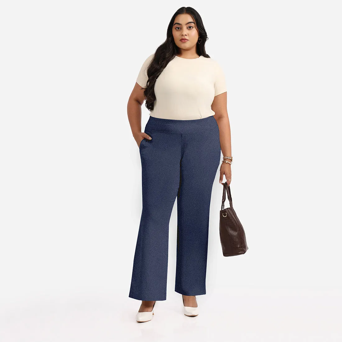 Work-To-Wine Twill Wide Leg Flare Pants