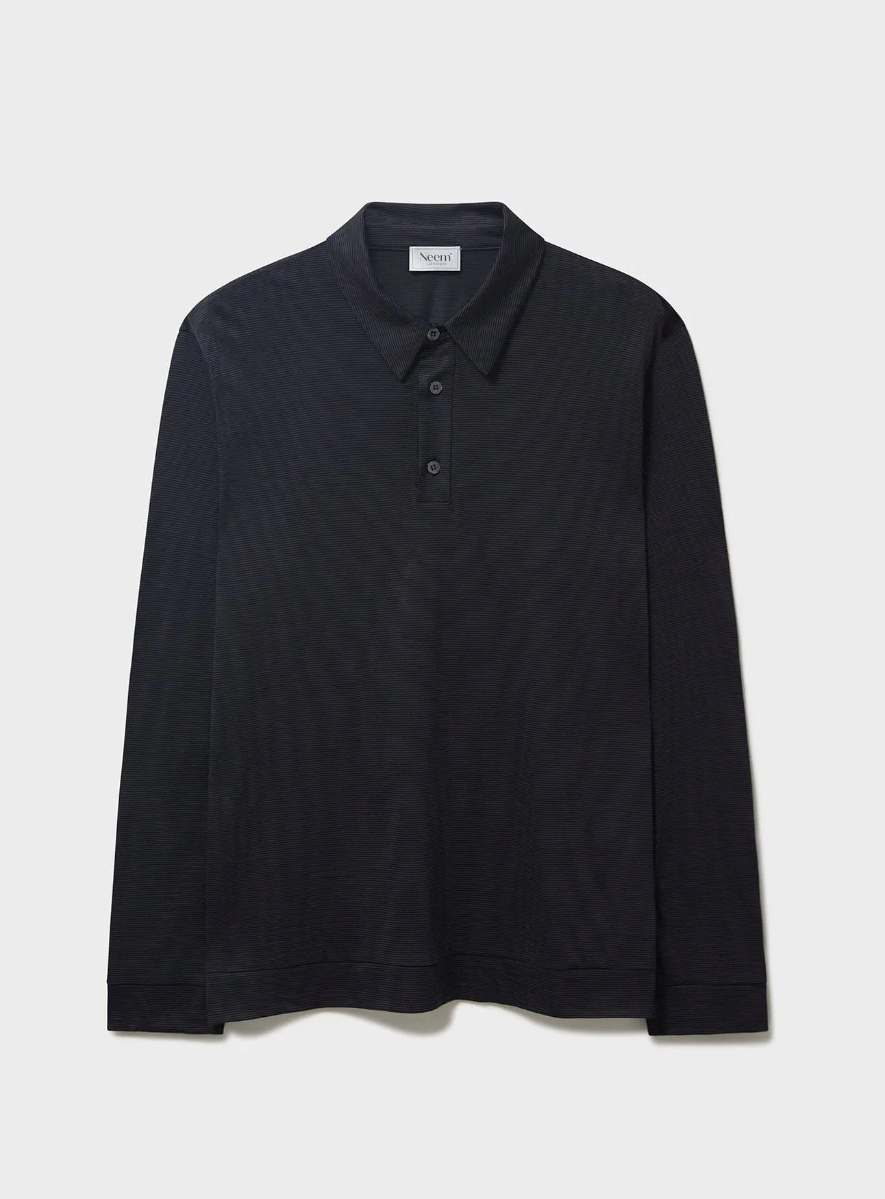 ZQ Merino Wool Black Stripe Long Sleeve Polo